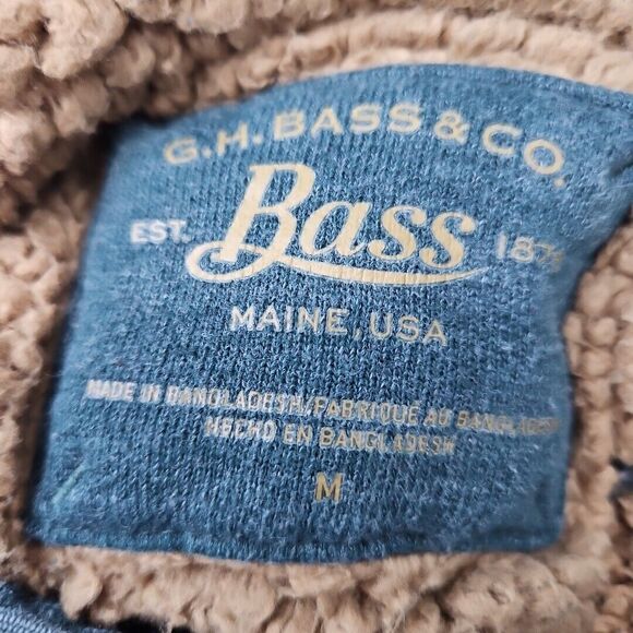 GH Bass & Co Mens Med Green pullover 1/4 button sweatshirt style - Picture 7 of 9
